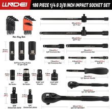 Load image into Gallery viewer, Durable Impact Socket Tool Set - 186 Pieces with Ratchet Wrench &amp; Extension Bars