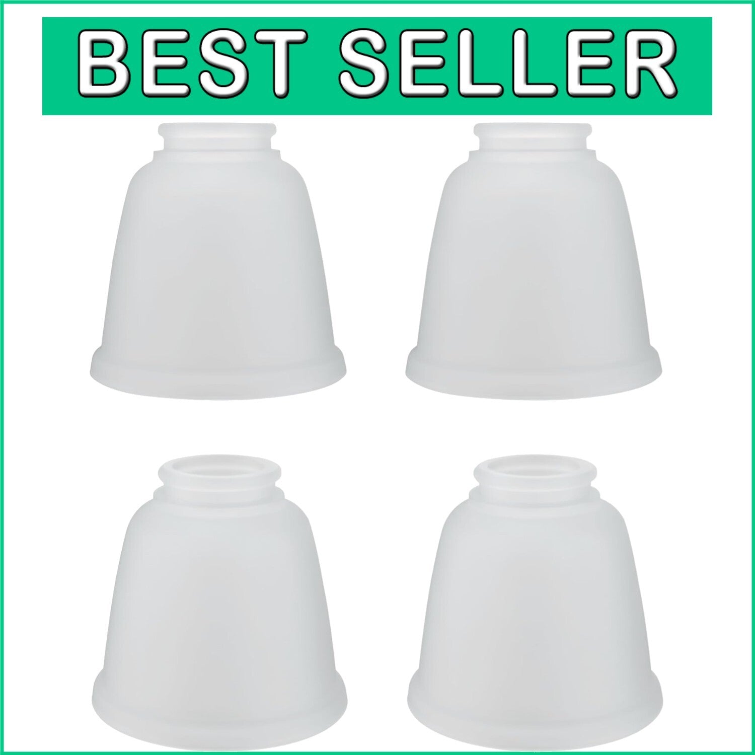 Durable 4-Pack Frosted Glass Shades for Ceiling & Pendant Lamps - Transitional