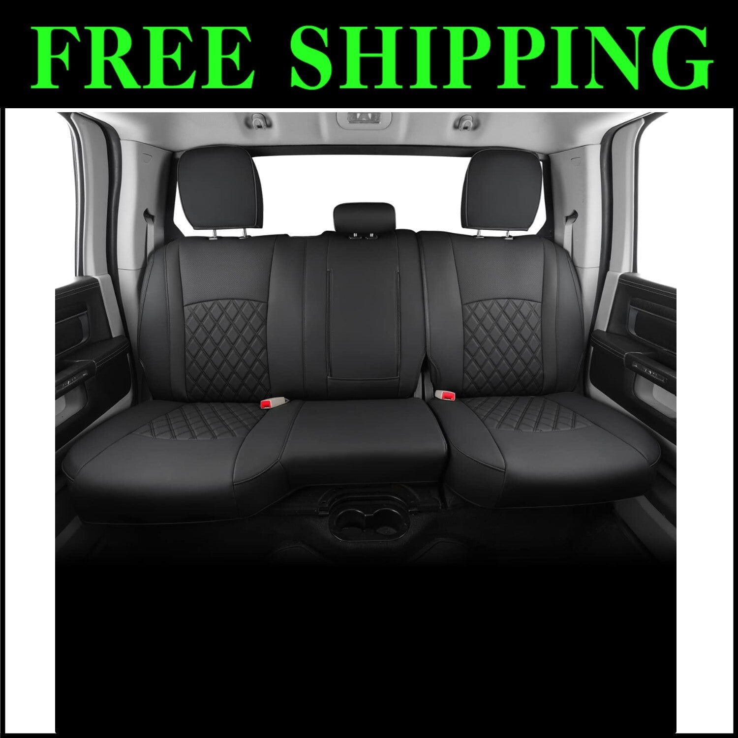 Custom Fit Faux Leather Rear Bench Seat Covers for 2011-2025 RAM Trucks