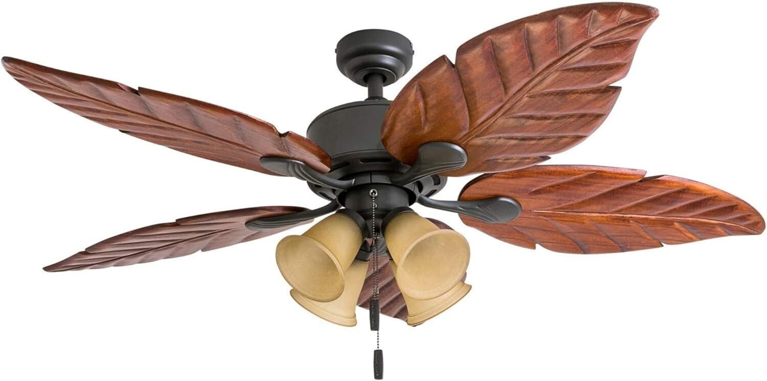 Elegant 52" LED Ceiling Fan with Wooden Blades & Remote Control - Bronze Finish