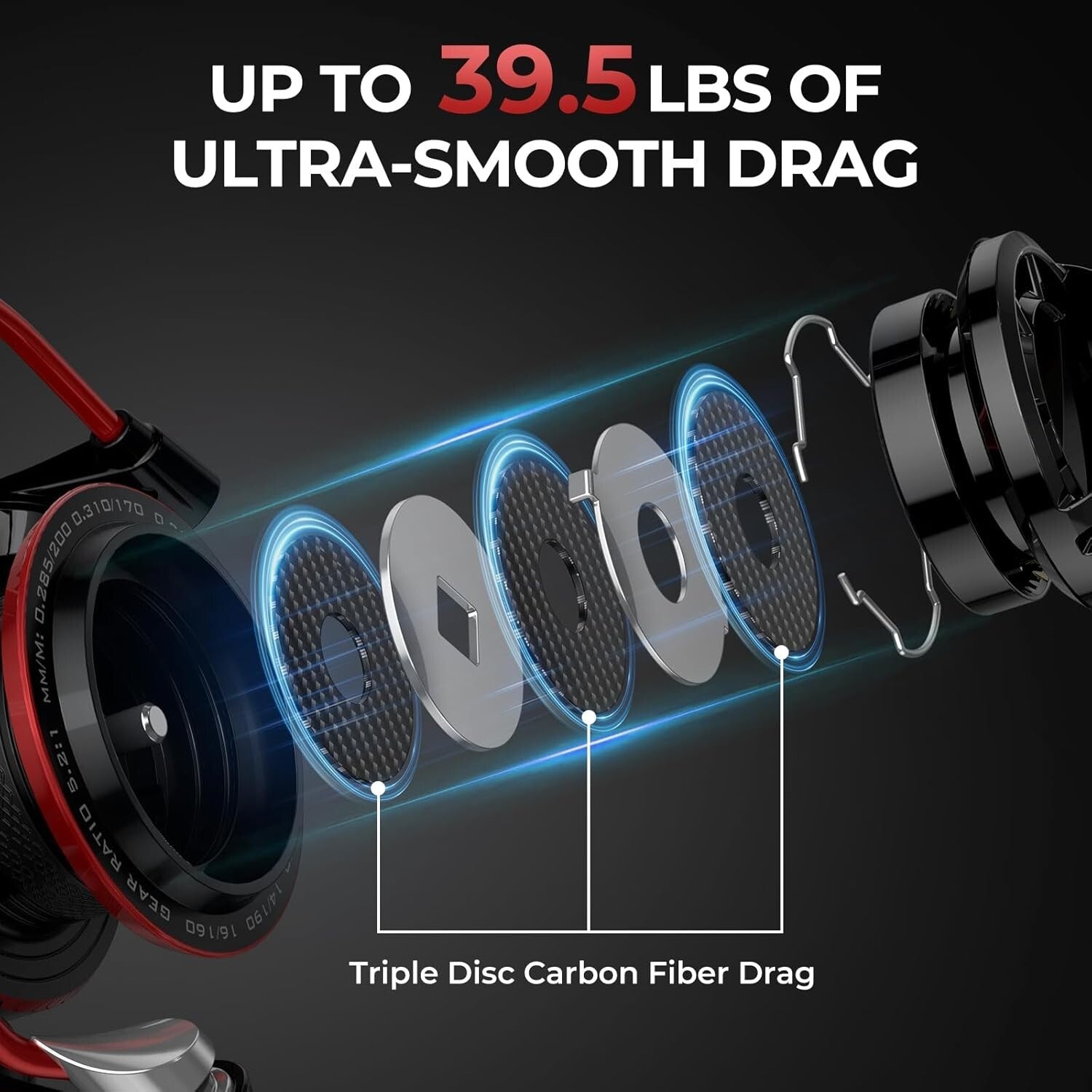 Carbon Fiber Fishing Reel - 39.5 LBs Max Drag & 10+1 SS Bearings for All Anglers