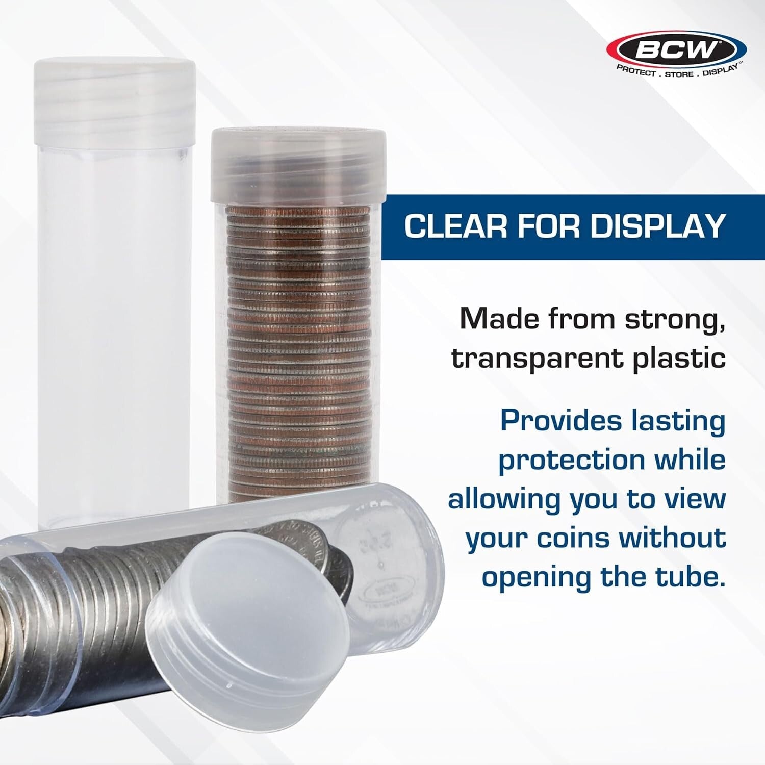 Crystal Clear Coin Holders with Airtight Caps - Perfect for Quarter Storage