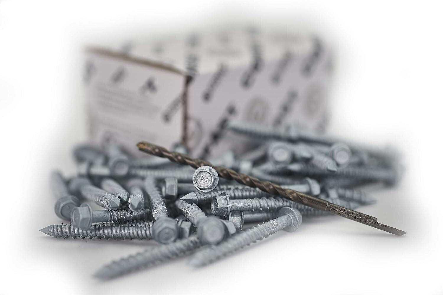 1/4" x 2-1/4" 410 Stainless Steel Hex Concrete Screws with Drill Bit - 50 Pack