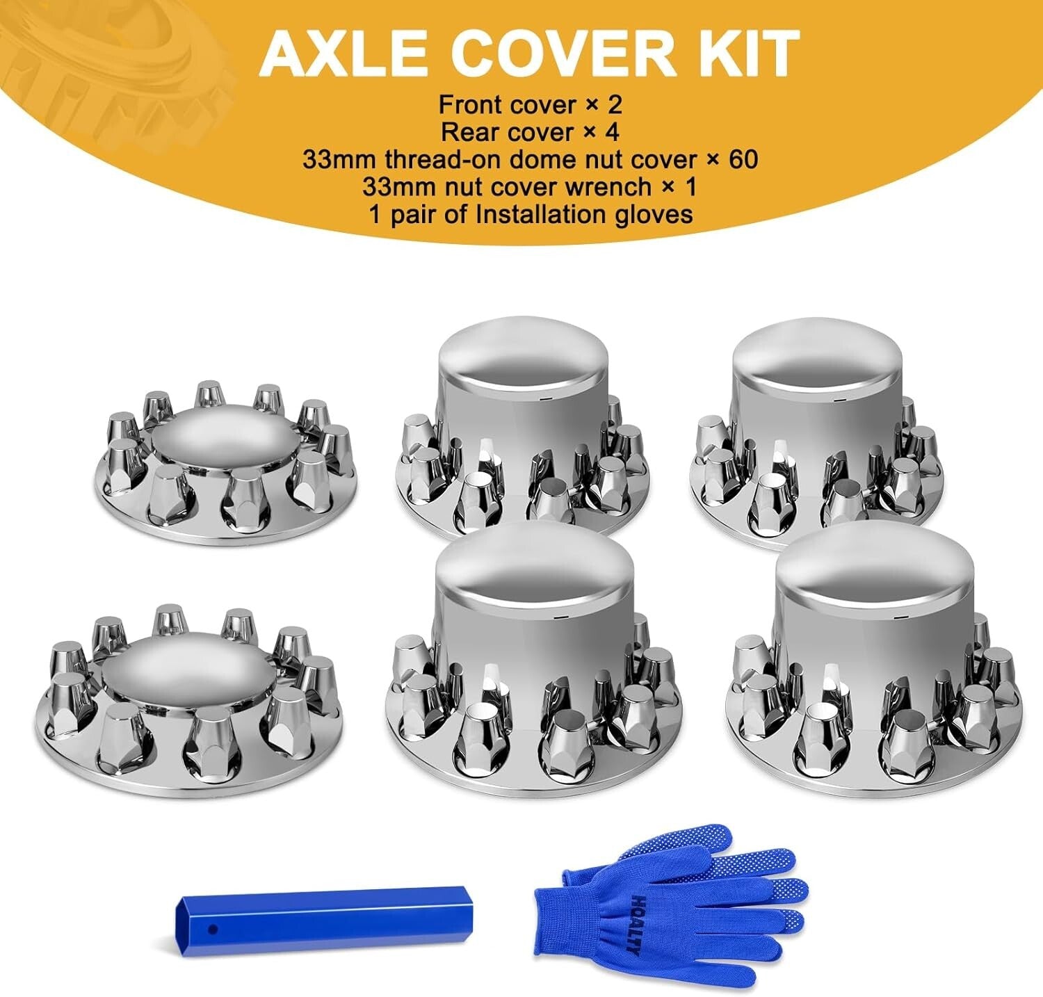 Universal Fit Chrome Dome Axle Covers for Semi Trucks - Premium ABS Design