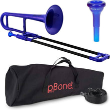 Load image into Gallery viewer, Durable Mini Trombone in Blue - Mouthpiece &amp; Easy Carry Bag Included for Kids