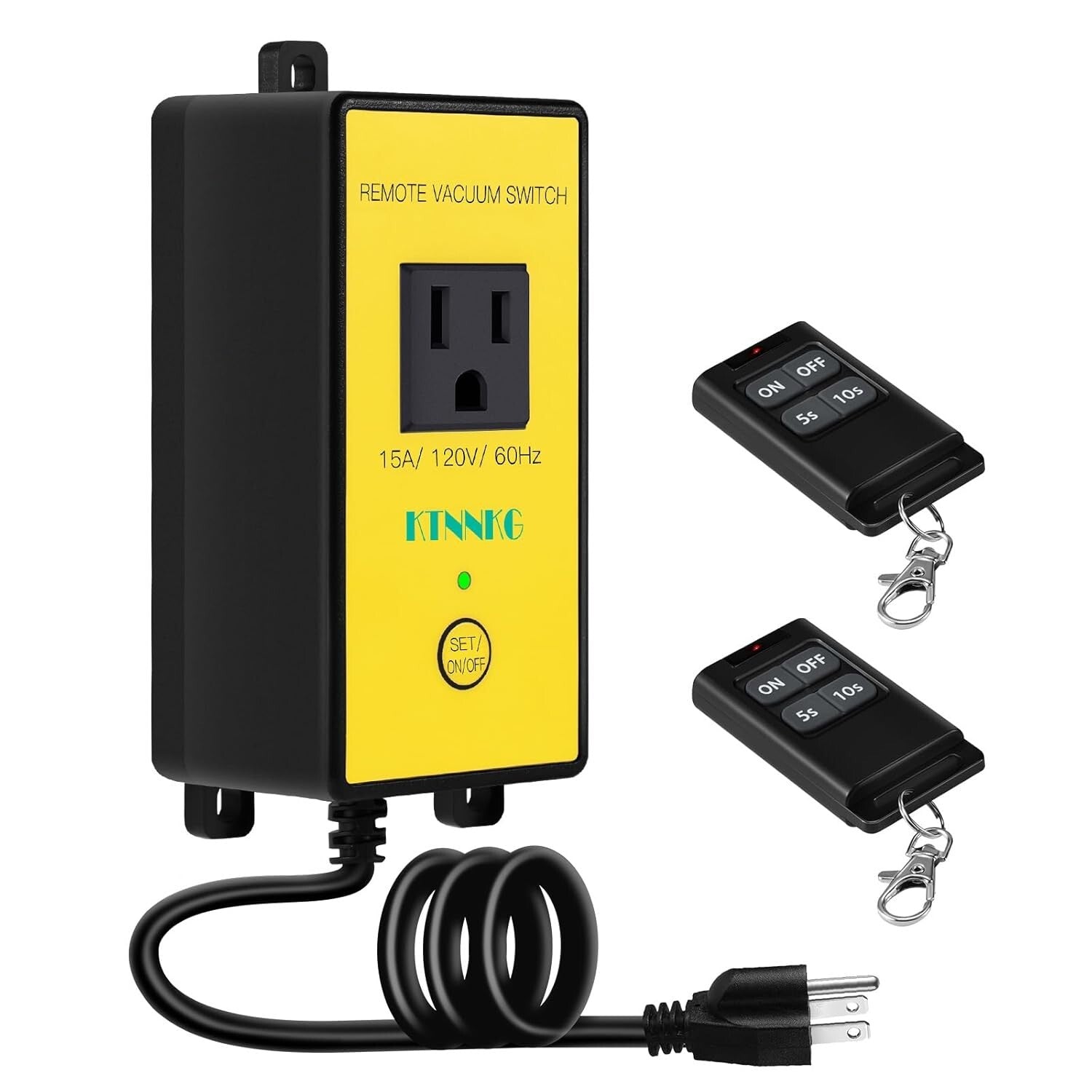 Wireless Remote Control Dust Collector Outlet Switch with 2 Remotes, 120V