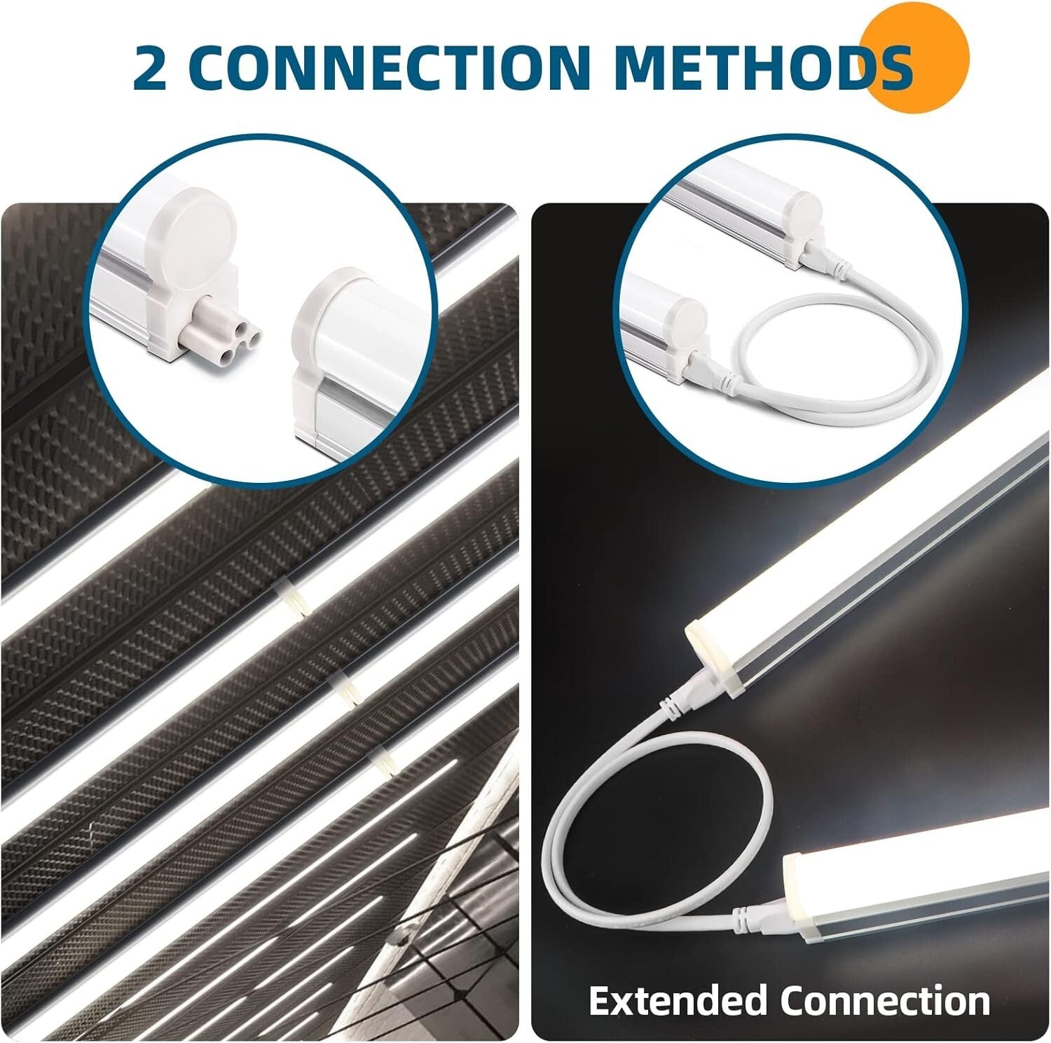 Durable T5 4FT LED Utility Light - 5000K Daylight White, 6 Pack with Accessories