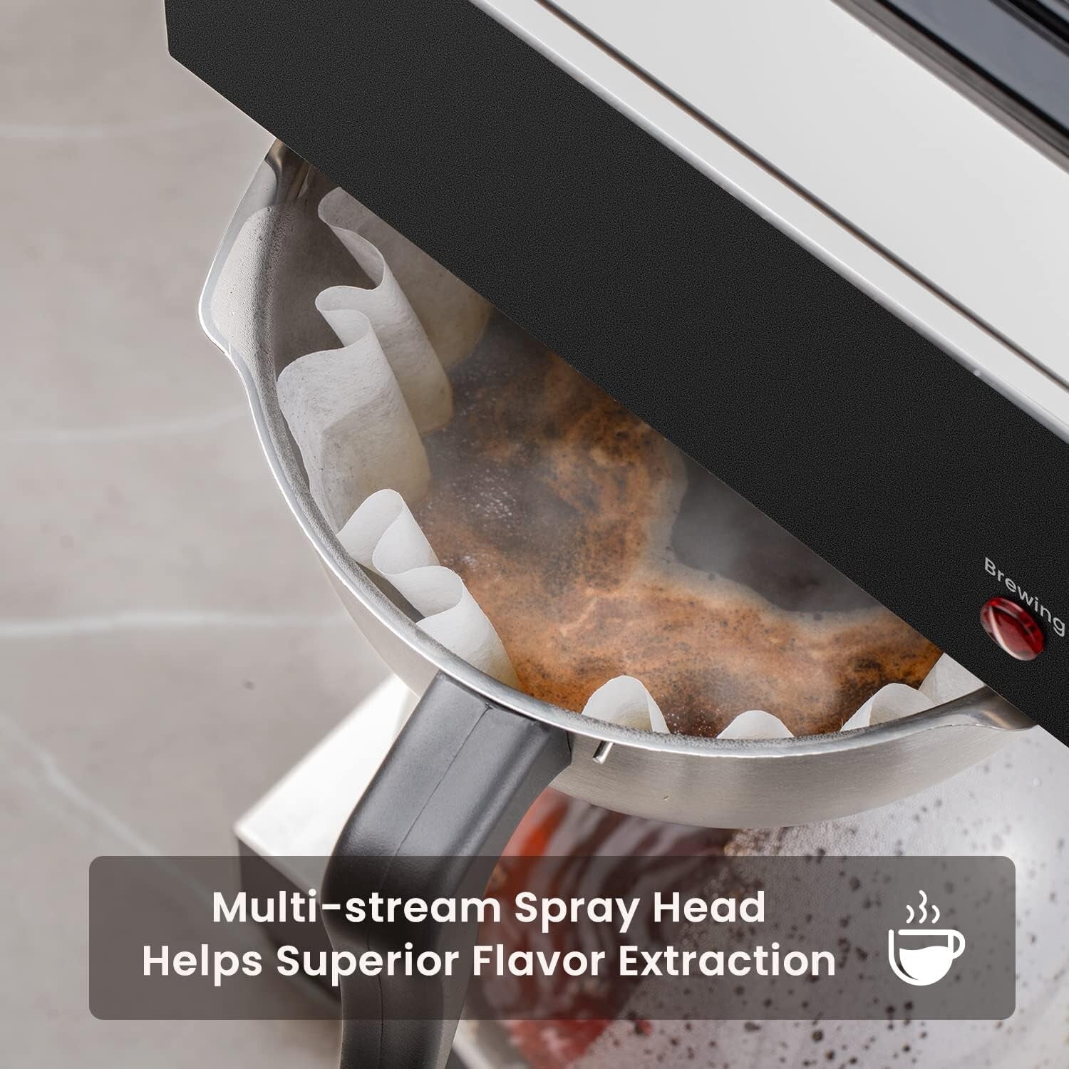 Stainless Steel 12-Cup Drip Coffee Machine - Perfect for Offices & Restaurants