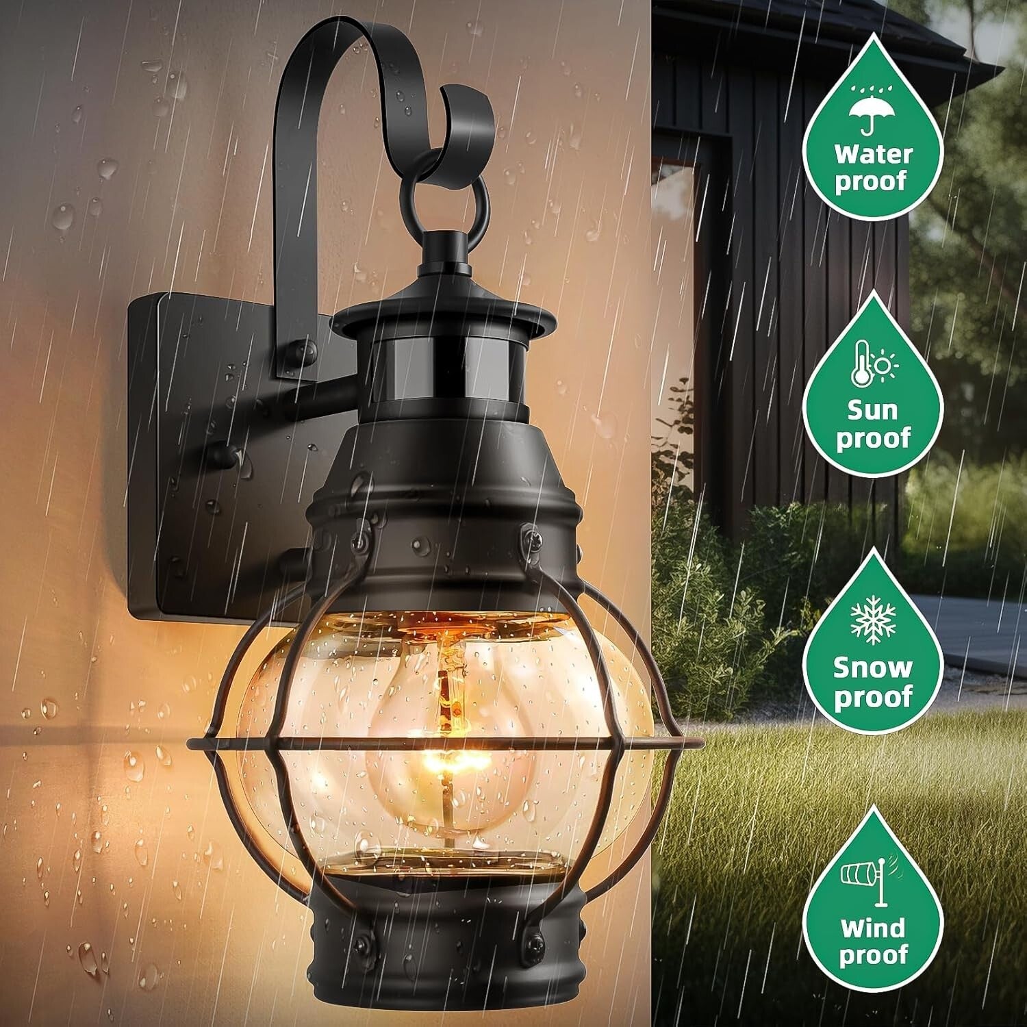 Elegant Waterproof Motion Sensor Porch Lights - 2 Pack for Gardens & Garages