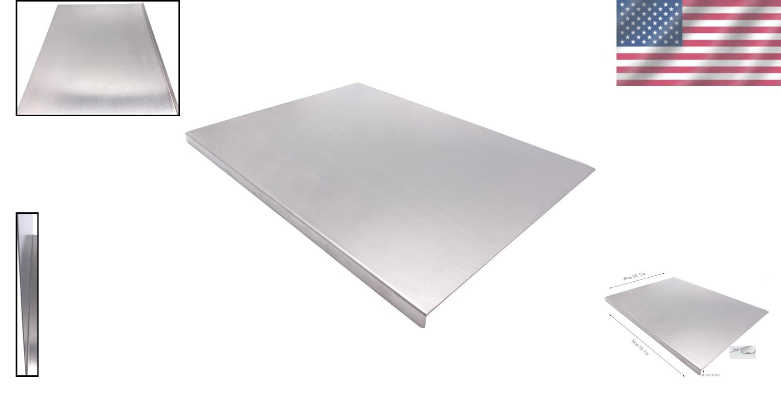 Durable Large Stainless Steel Cutting Board with Non-Slip Pads - 19.7 x 15.7 in