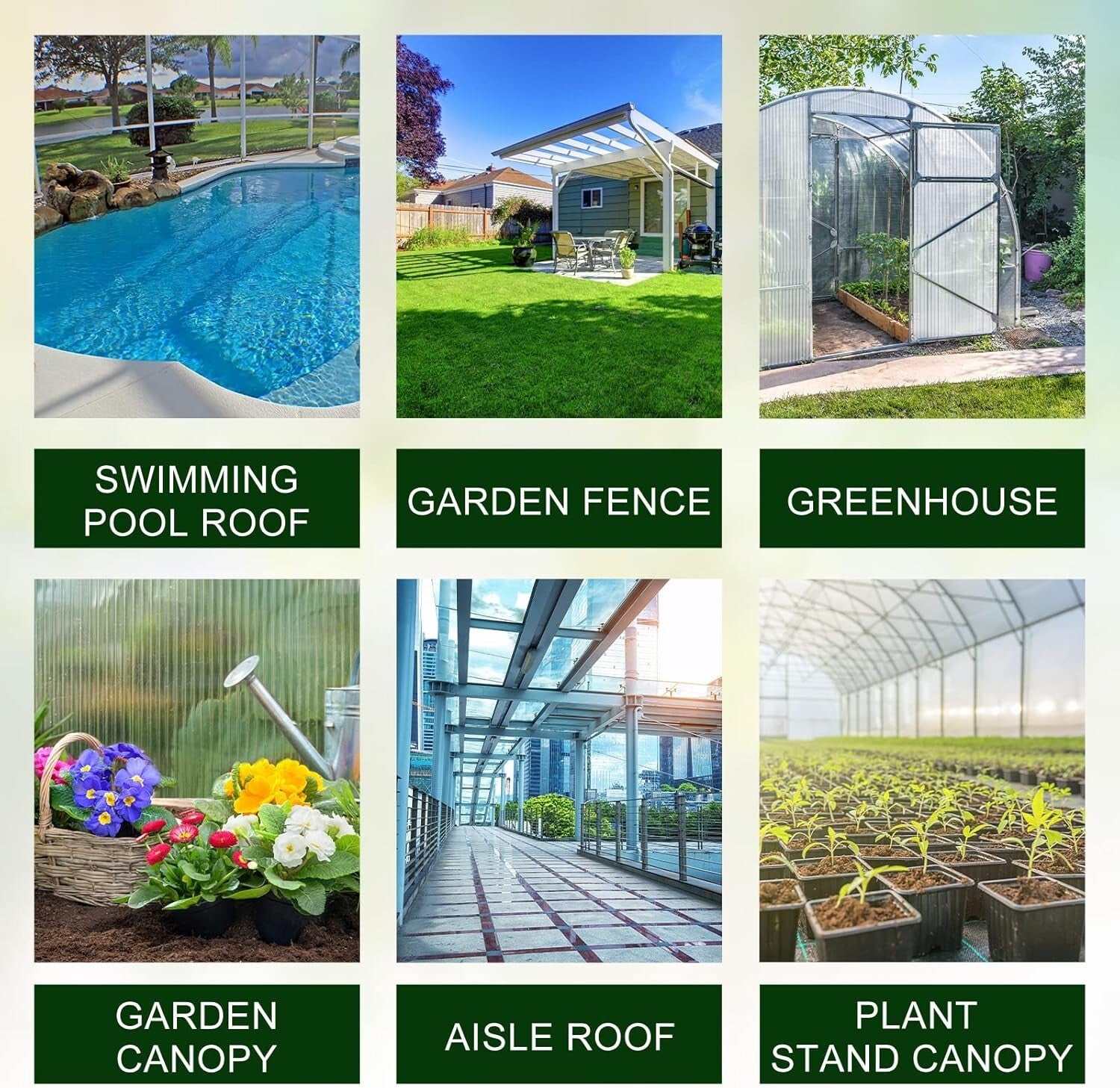 Versatile Clear Polycarbonate Panels - 5-Pack UV Protected & Easy to Install