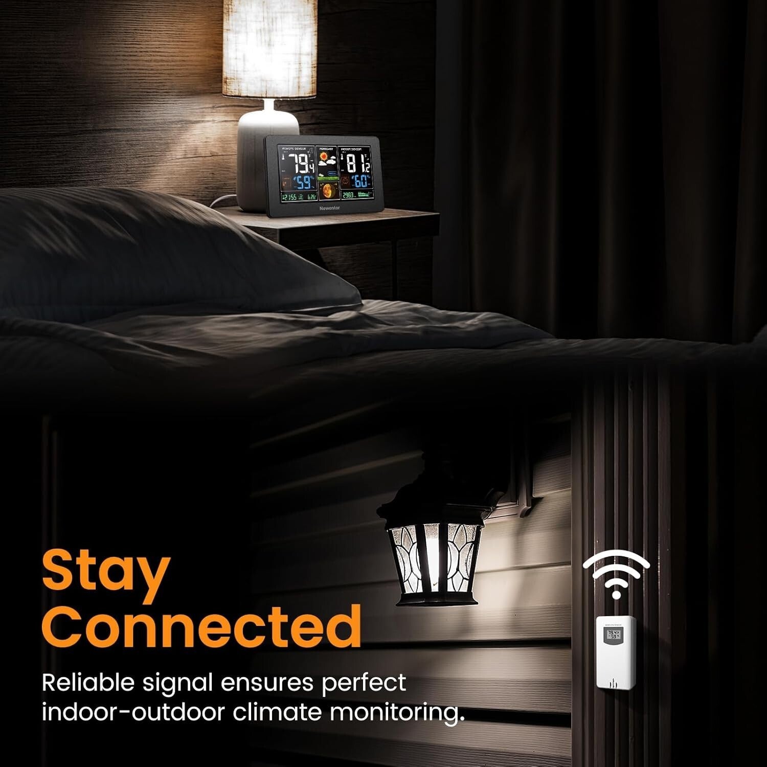 Compact Wireless Weather Station with Temperature, Humidity, and Alarm Features