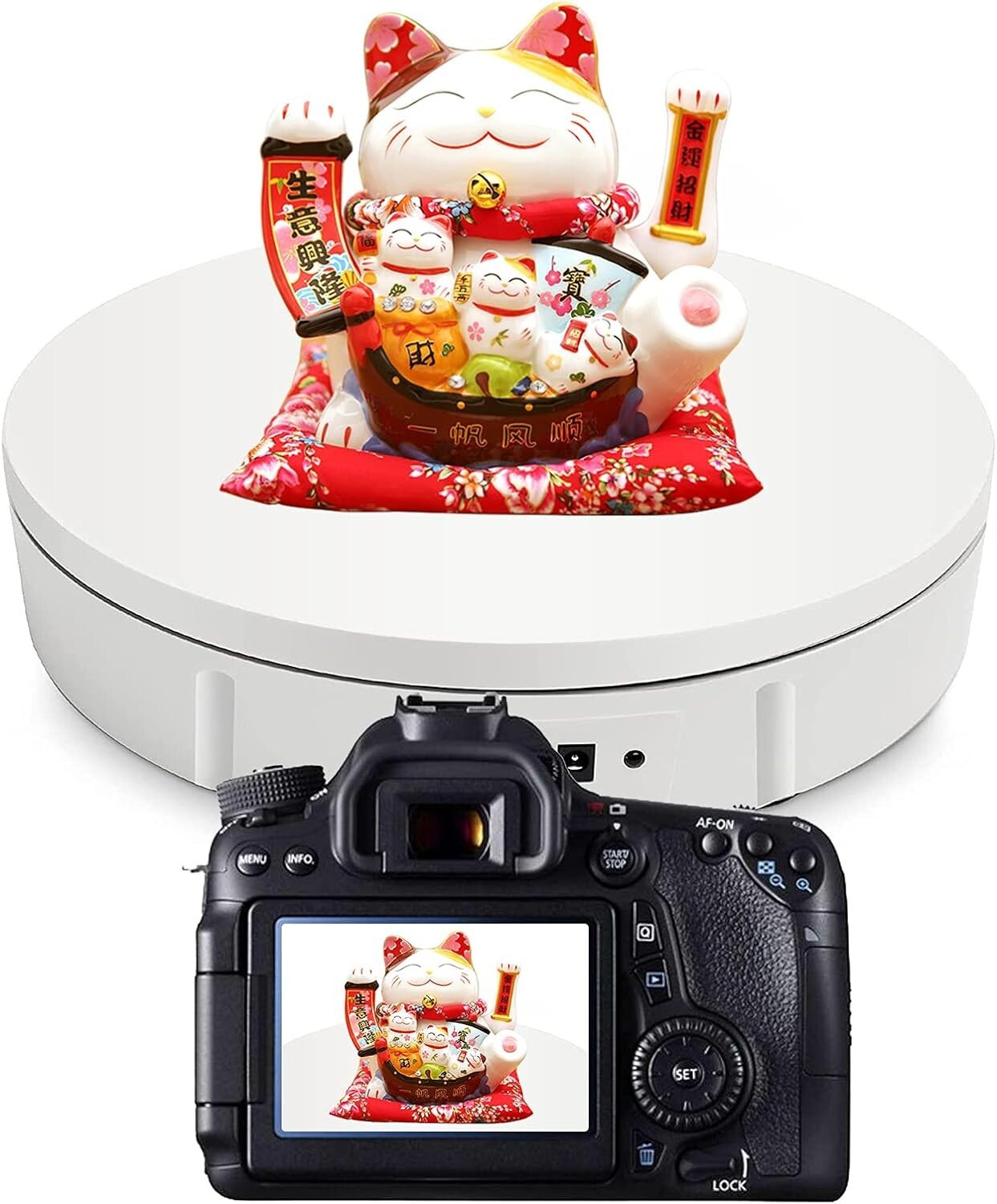 Compact 11.8 Inch Rotating Display Stand with Remote Control for All Occasions
