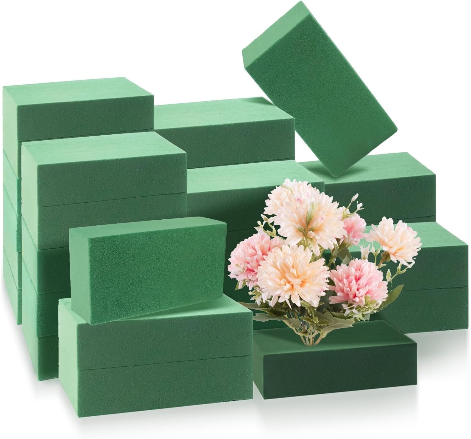 35 Pcs Green Wet & Dry Floral Foam for Custom Arrangements - 5.5”L x 3.1”W