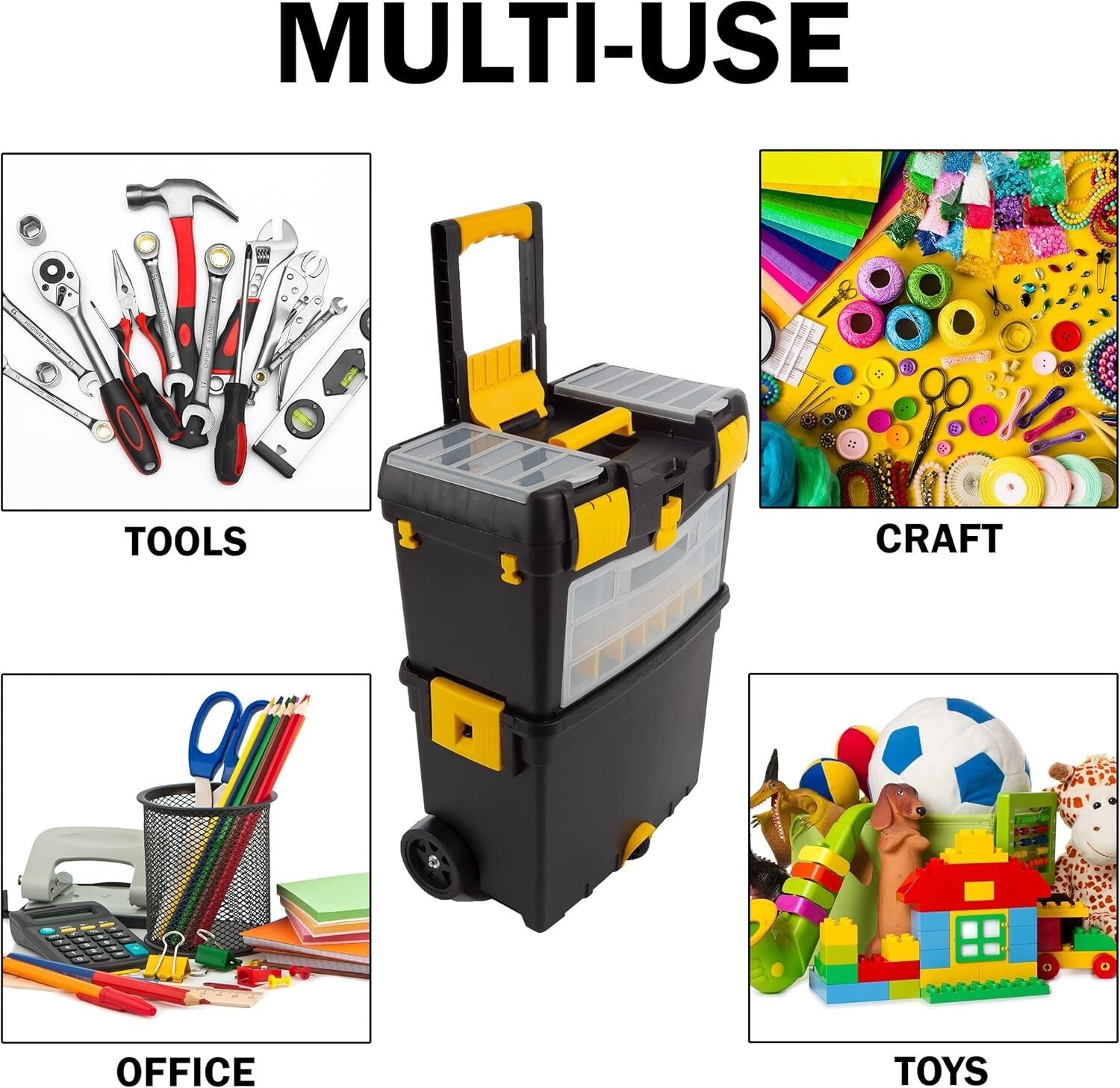 Heavy-Duty Portable Tool Chest with Wheels and Removable Top for Easy Access