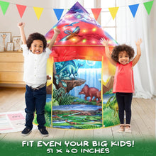 Load image into Gallery viewer, Kids Dinosaur Tent with Interactive Roar Sounds &amp; Remote-Controlled LED Lights