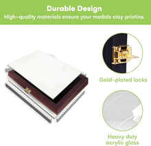 Load image into Gallery viewer, Elegant 19x14 Acrylic Pin Display Case with Lock for Military Medals &amp; Badges