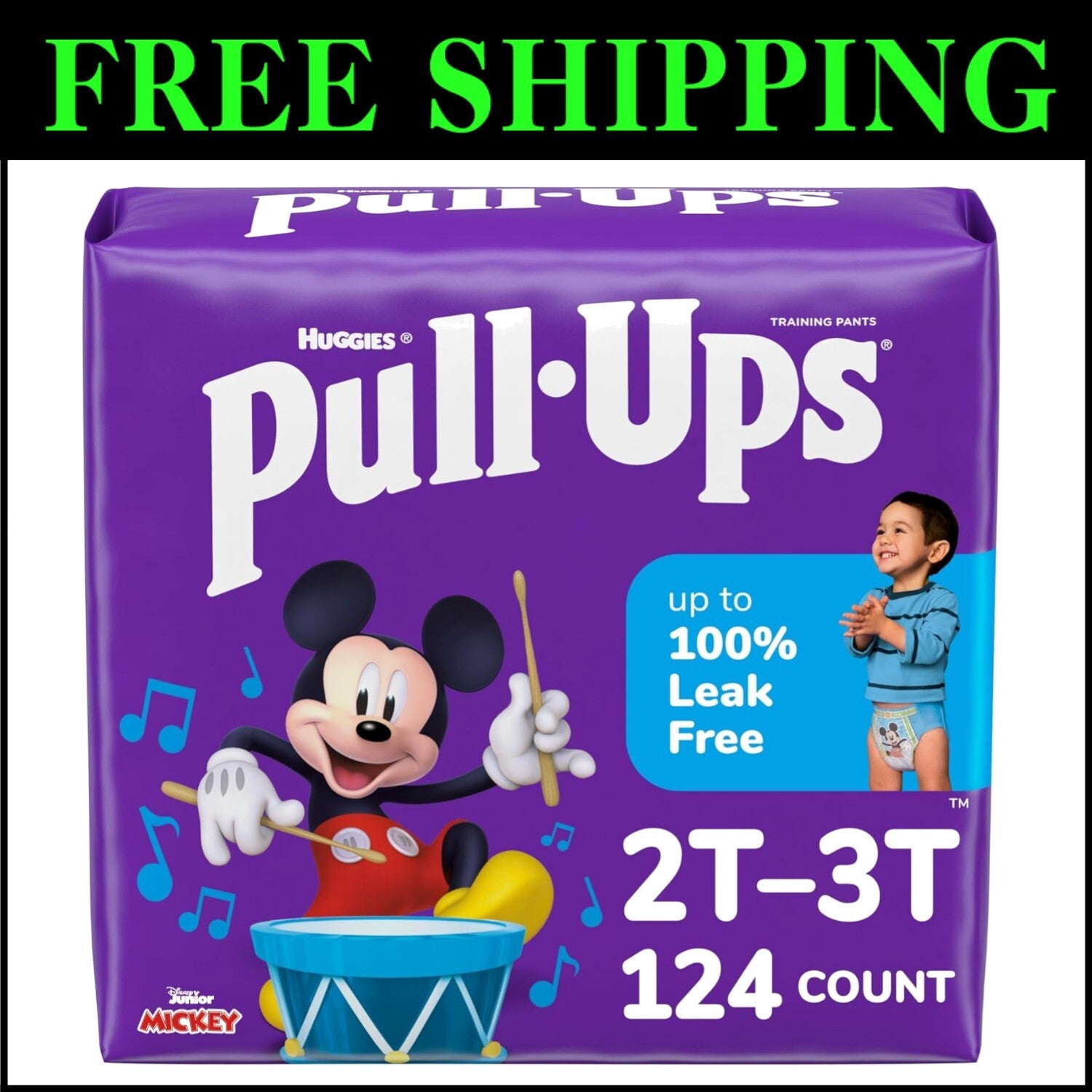 Boys' Potty Training Pants 2T-3T, 124 Count - Leak-Free with Disney Designs