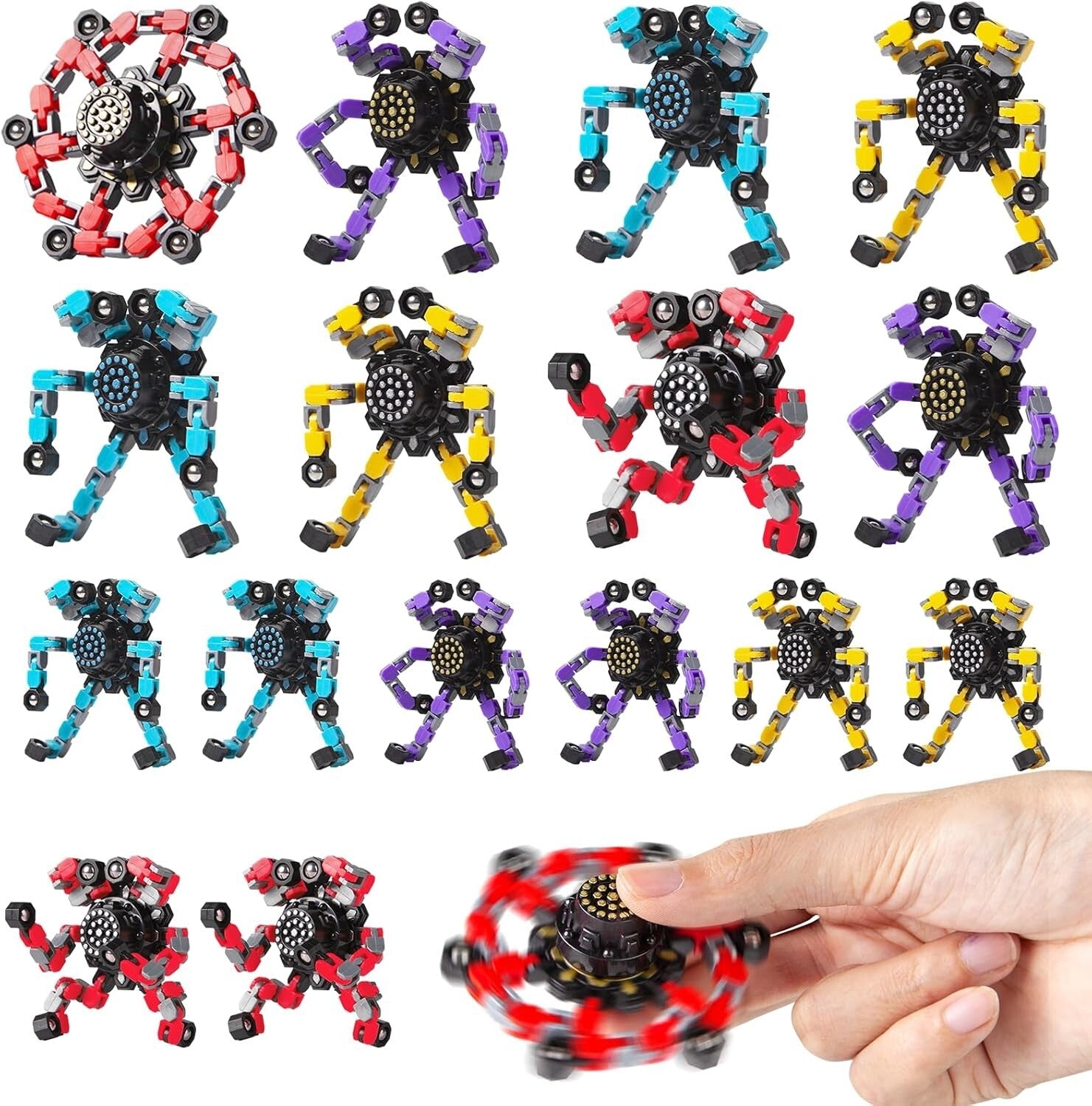 16 Transformable Fidget Spinners for Kids & Adults - Stress Relief Sensory Toys