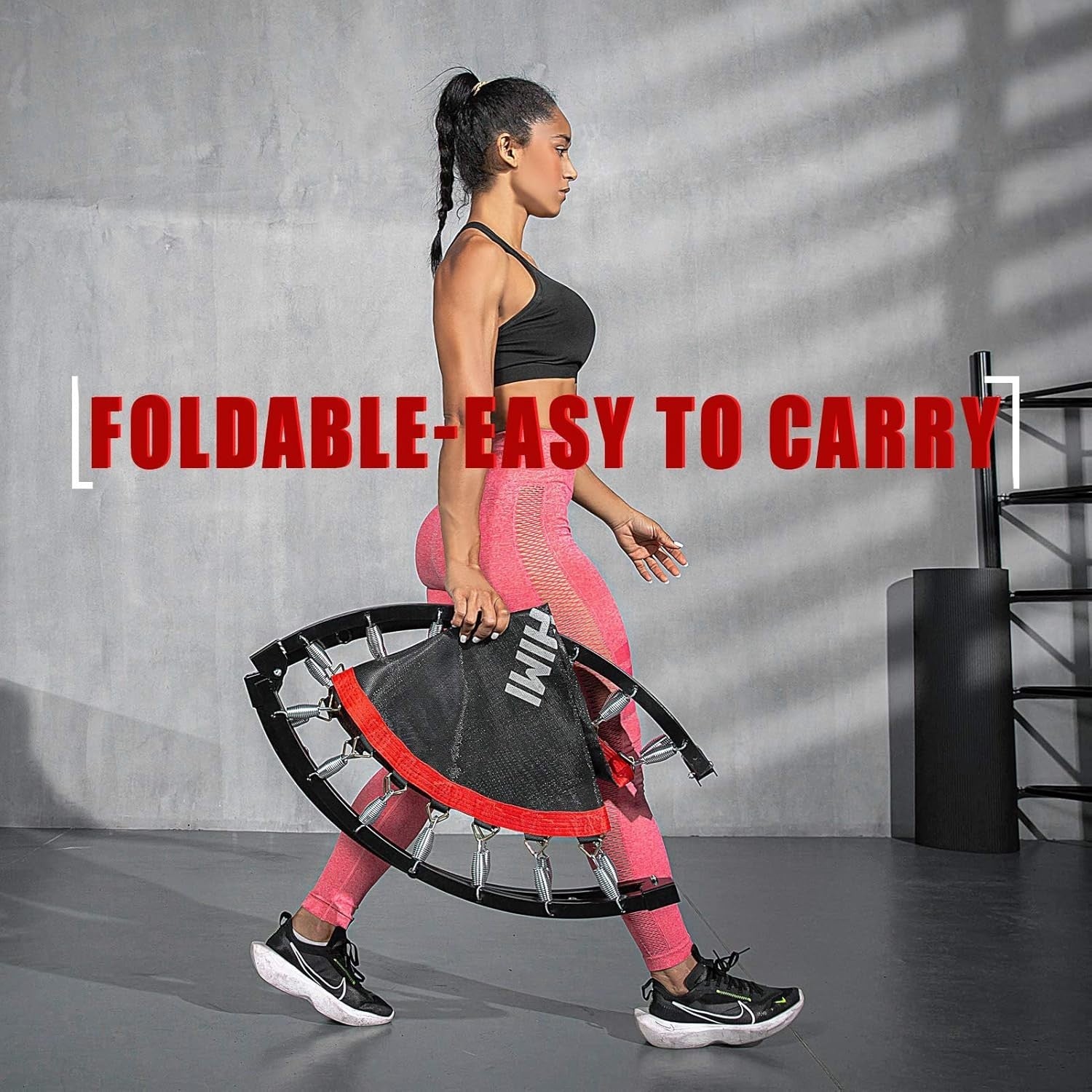 Folding Mini Fitness Trampoline with Non-Slip Handle - Ideal for Home Workouts