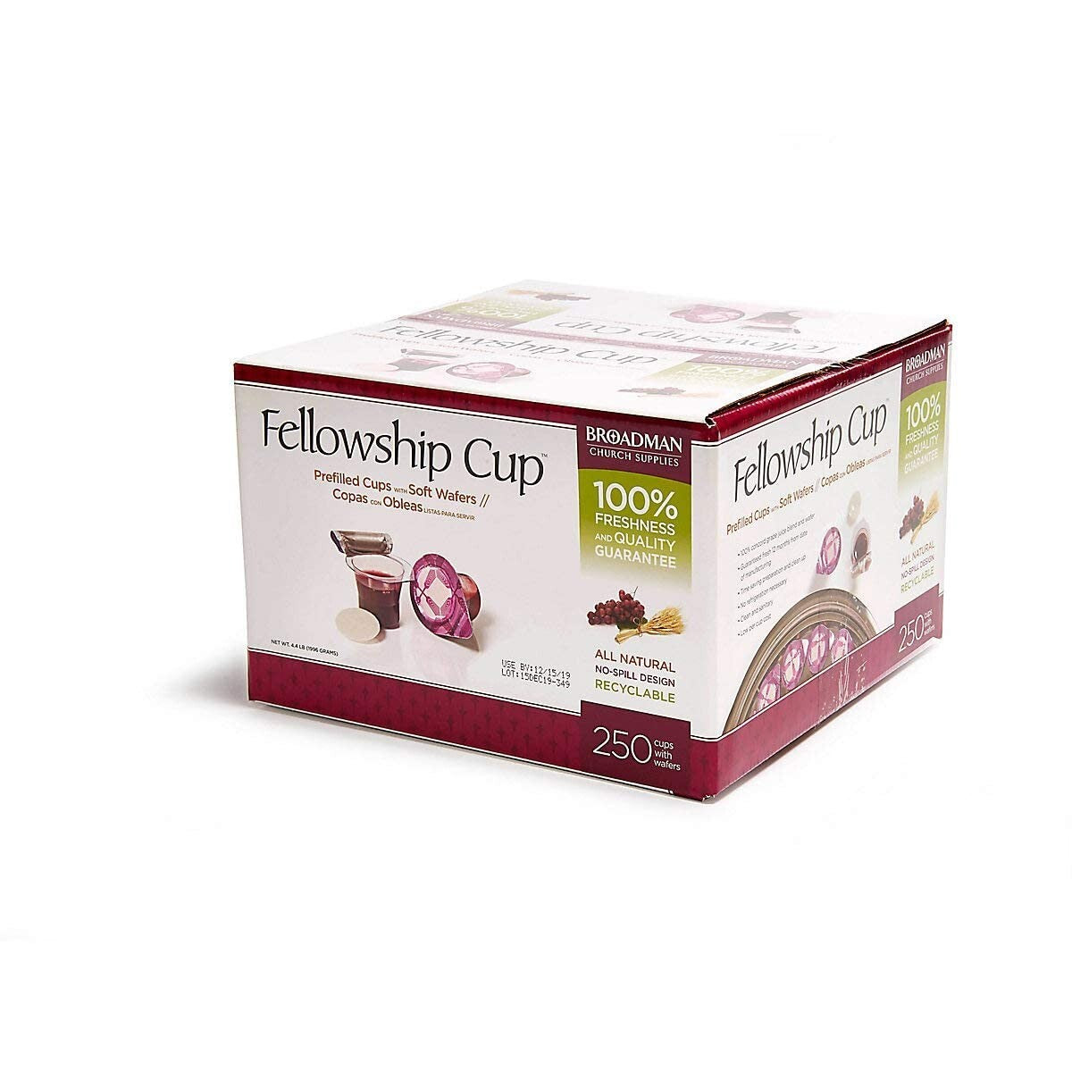 Convenient 250 Count Pre-Filled Communion Cup Set with Juice & Wafer Assembly