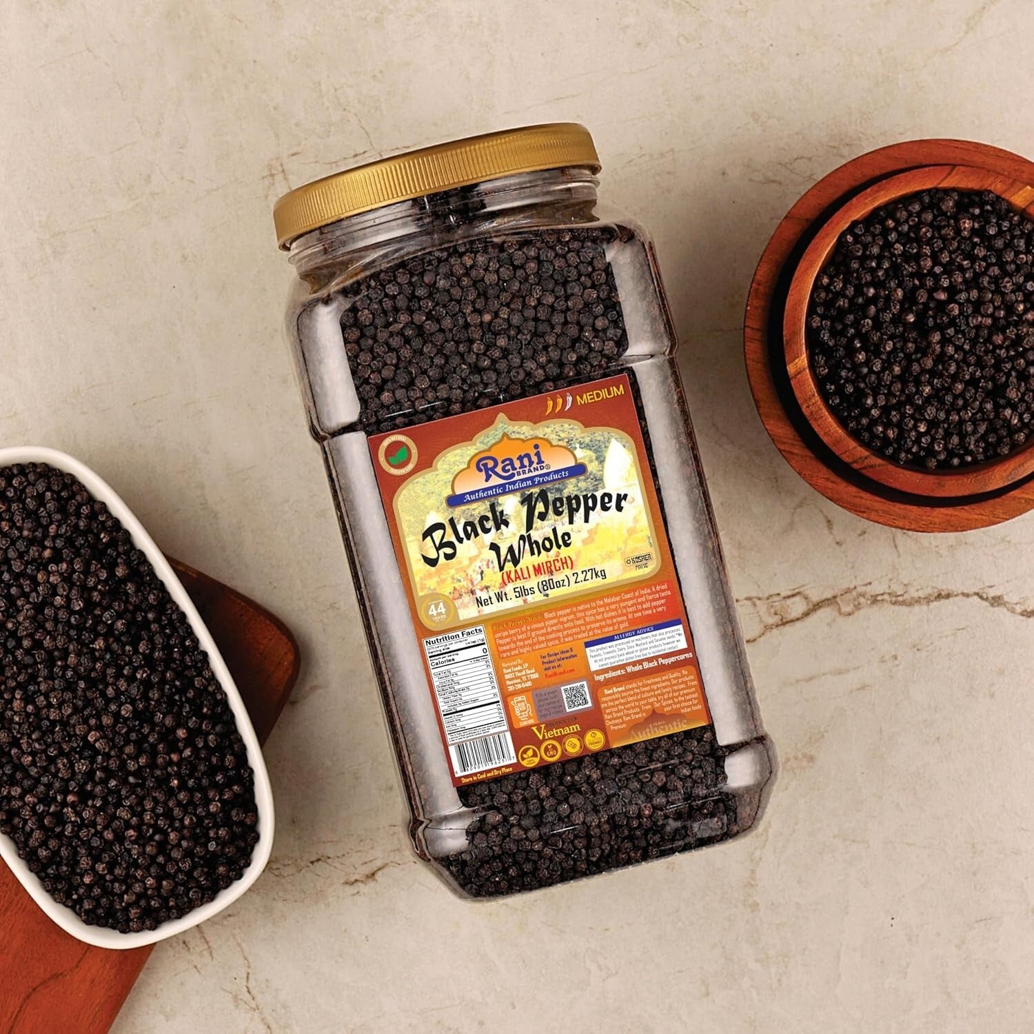 80oz MG-1 Gourmet Black Pepper Whole Peppercorns - All Natural & Gluten Friendly