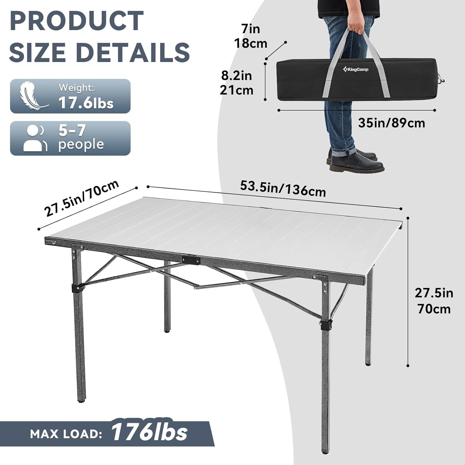 Durable 53.5" Folding Camping Table with Carry Bag - Perfect for Outdoor Dining