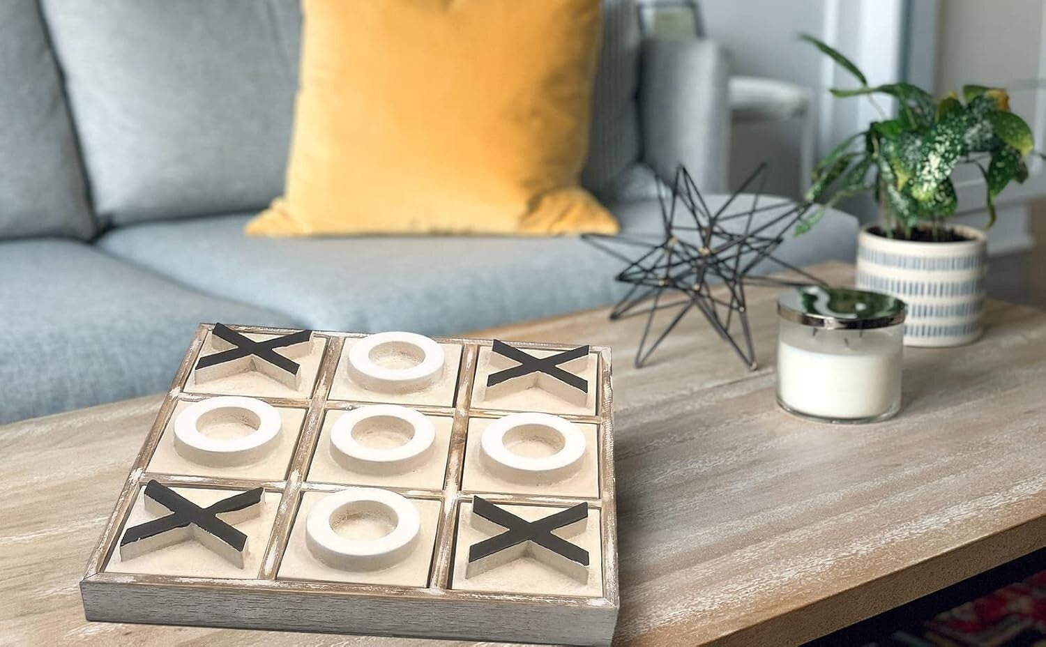 Eco-Friendly 12.6-Inch Tic Tac Toe Game - Rustic Decor for Home & Parties