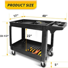 Load image into Gallery viewer, Heavy-Duty 500-lb Utility Service Cart - Two Trays &amp; Swivel Wheels, 30"x17"