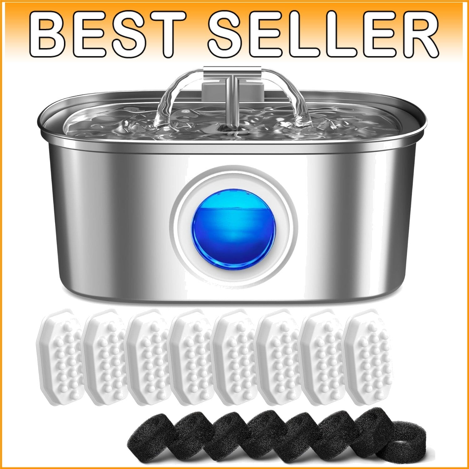 Ultra-Quiet 3.2L Cat & Dog Water Fountain with Filtration and Water Level Window