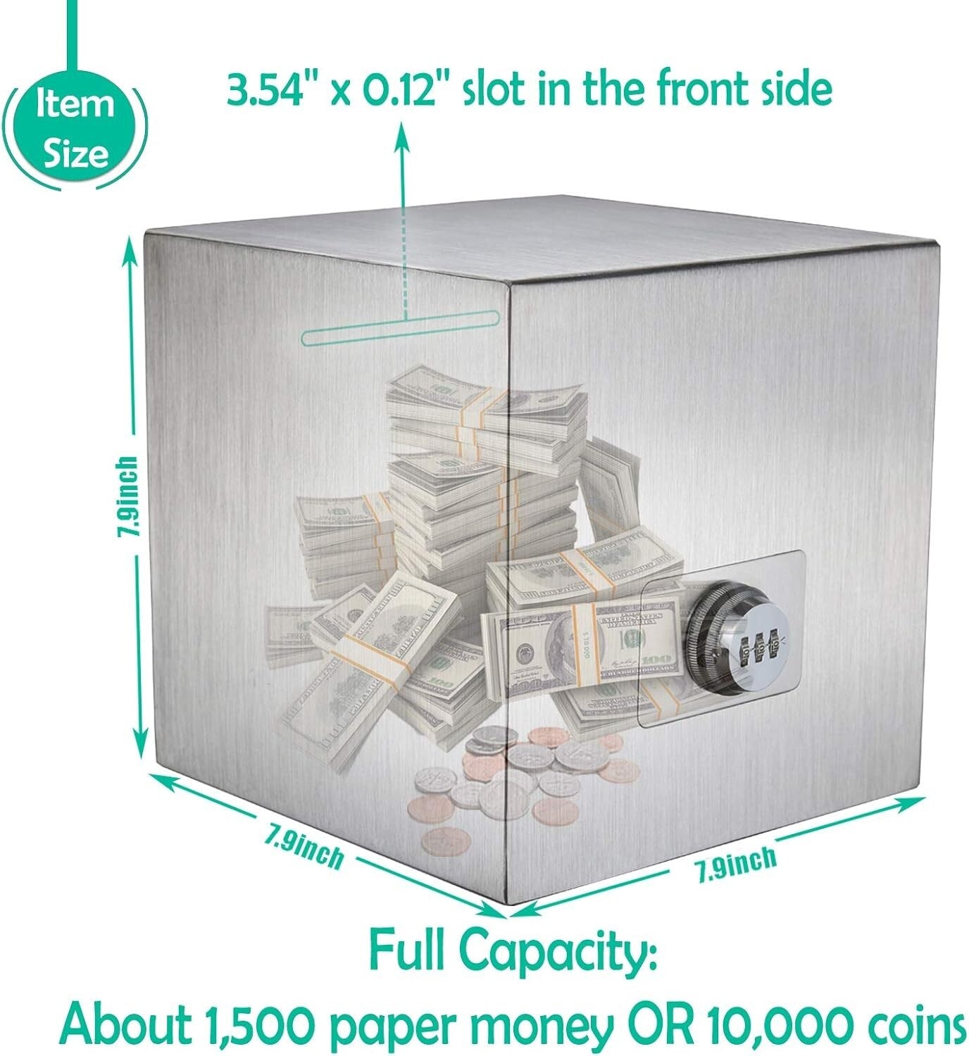 Customizable Stainless Steel Piggy Bank with Lock for Wedding & Vacation Goals