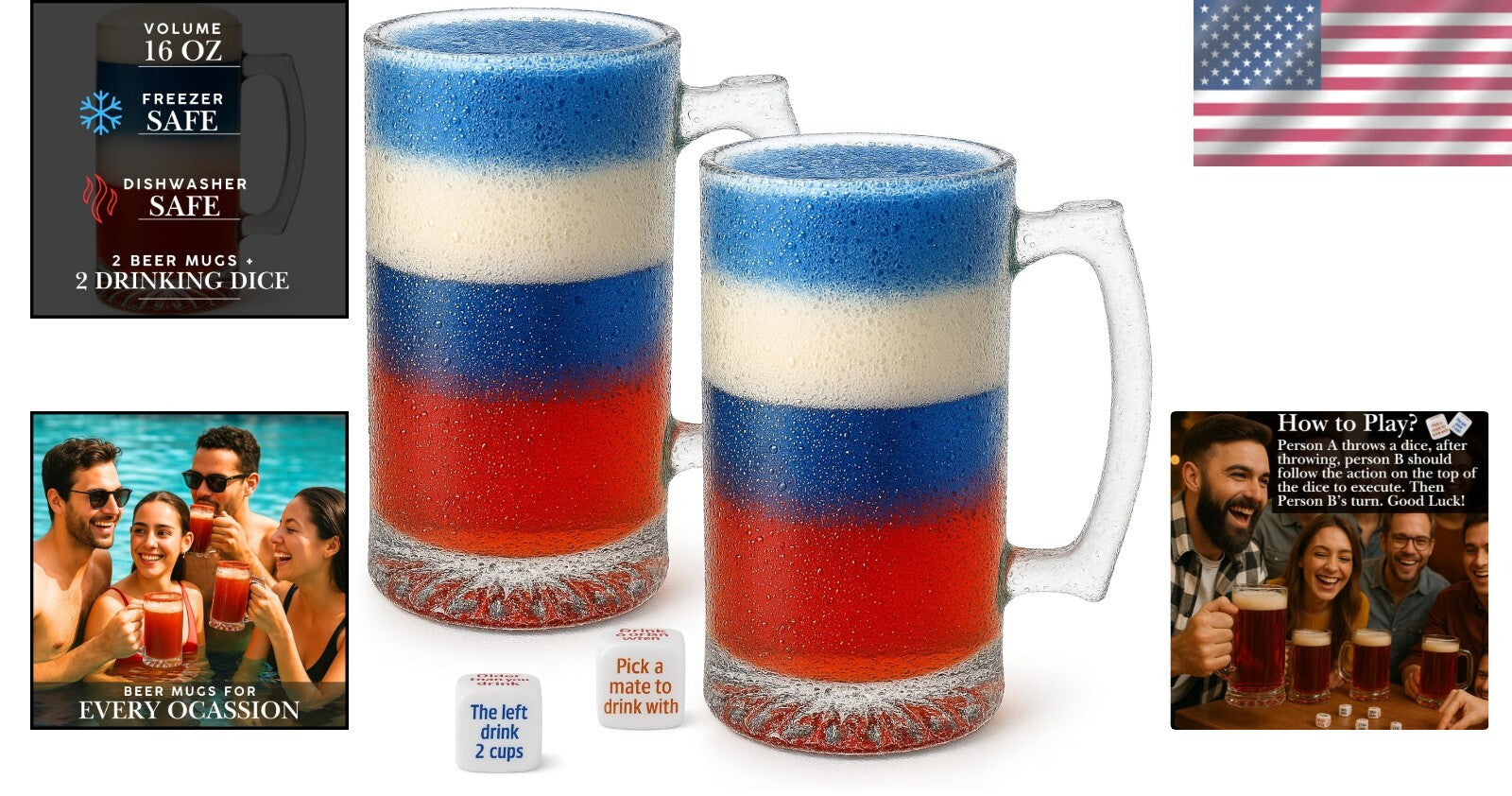 Classic German Style Beer Stein Set - Perfect for Oktoberfest and Home Parties