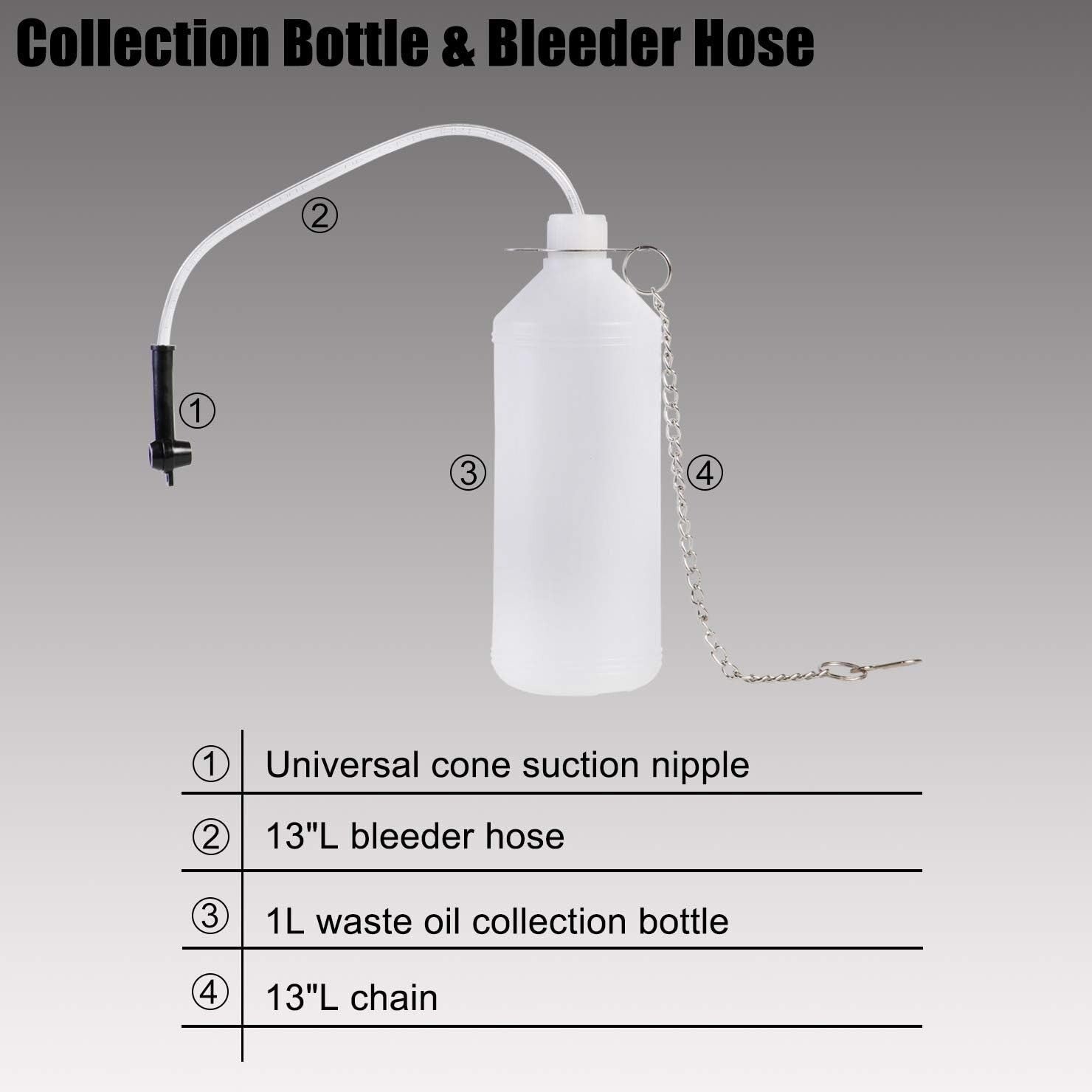 Durable Brake Bleeder Tool Set with Universal Adapters & Oil Collection Bottle