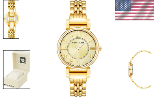 Chic Water-Resistant Women's Watch with Gold Adjustable Link Bracelet