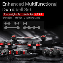 Load image into Gallery viewer, Multi-Function Home Gym Dumbbells - 44lbs, 66lbs &amp; 88lbs Adjustable Weights