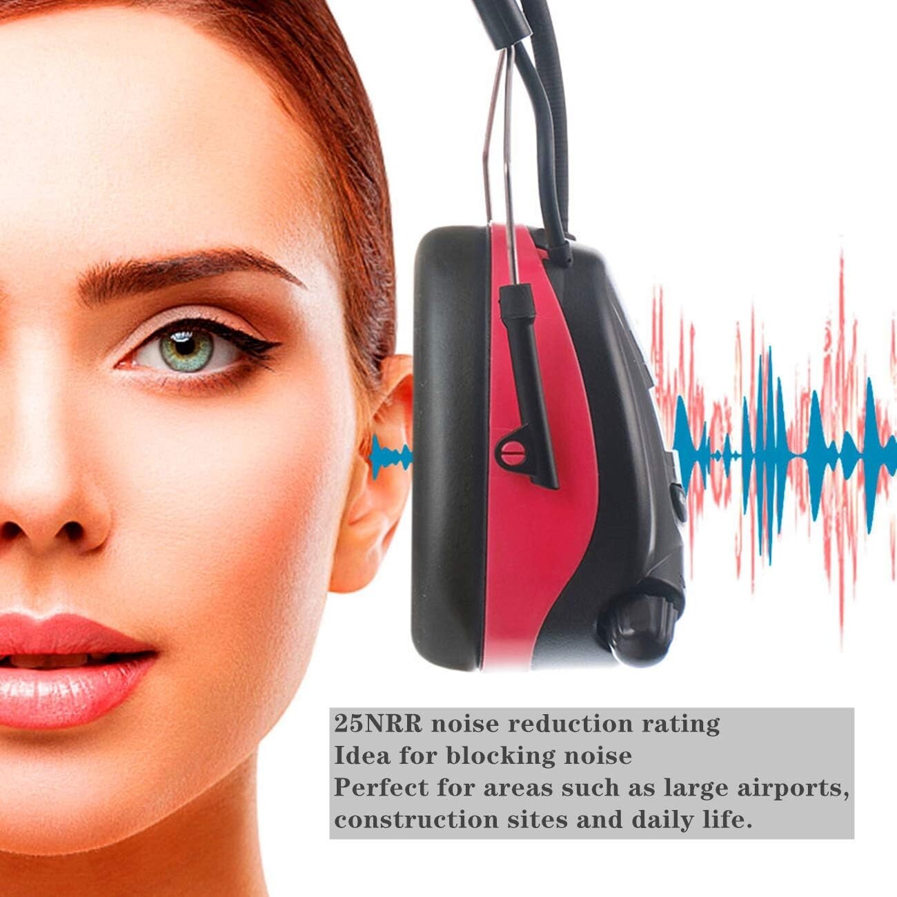 Digital Display 25dB NRR Headphones - Bluetooth & AM/FM for Comfortable Hearing