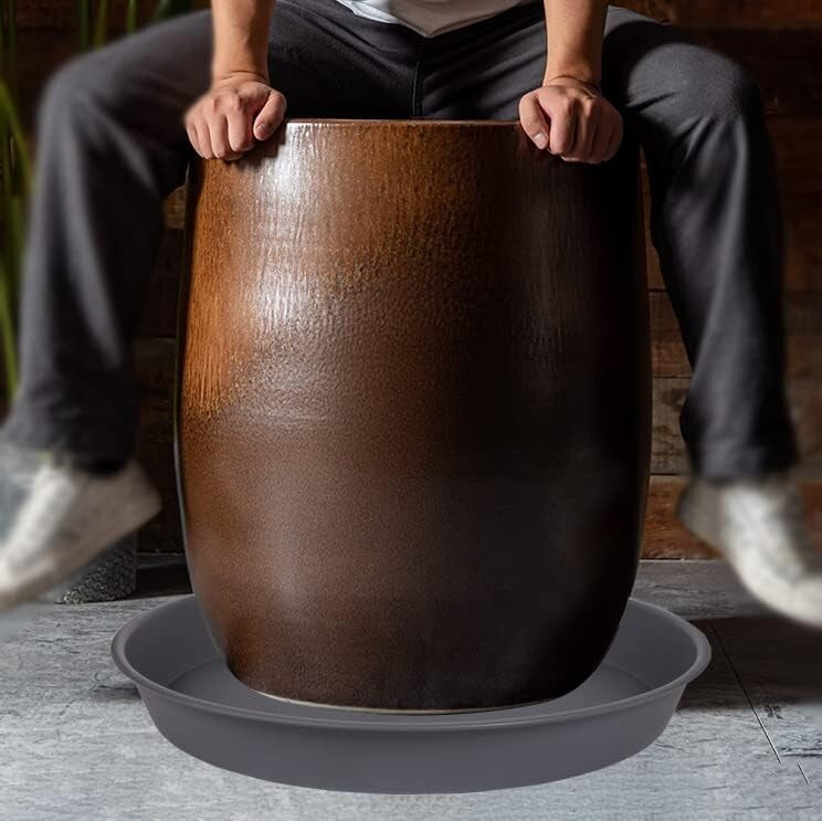 Deep 19" Plant Saucers - 4 Pack of Matte Finish Drip Trays for Garden & Home