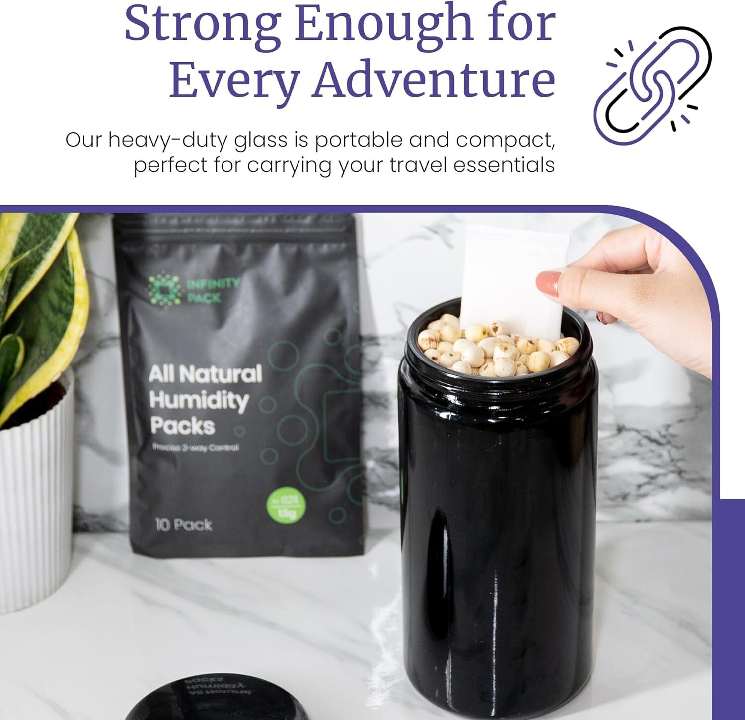 Classic Airtight Glass Jar - 1L UV Black Storage with Screw Top Lid, 3 Pack