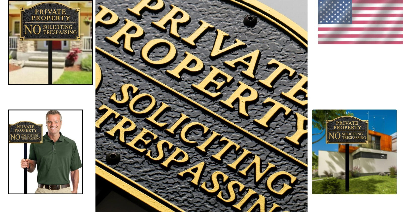 Classic Metal No Soliciting Sign – Embossed with Stainless Mounting Kit Included