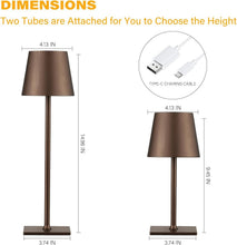 Load image into Gallery viewer, Versatile 2 Pack Brown Cordless LED Table Lamps with Eye Protection and Dimming