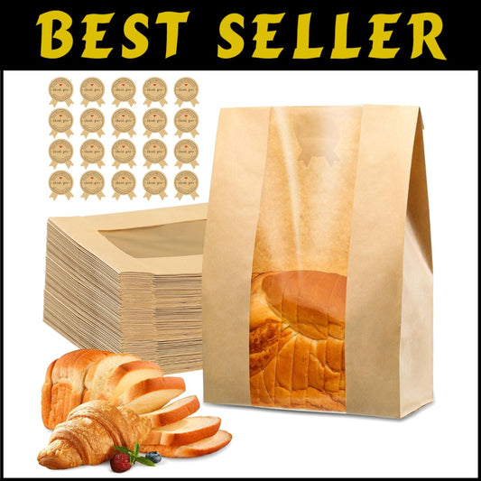 Elegant 200 Pcs Bread Bags with Window & 210 Cute Seal Stickers - Durable Design