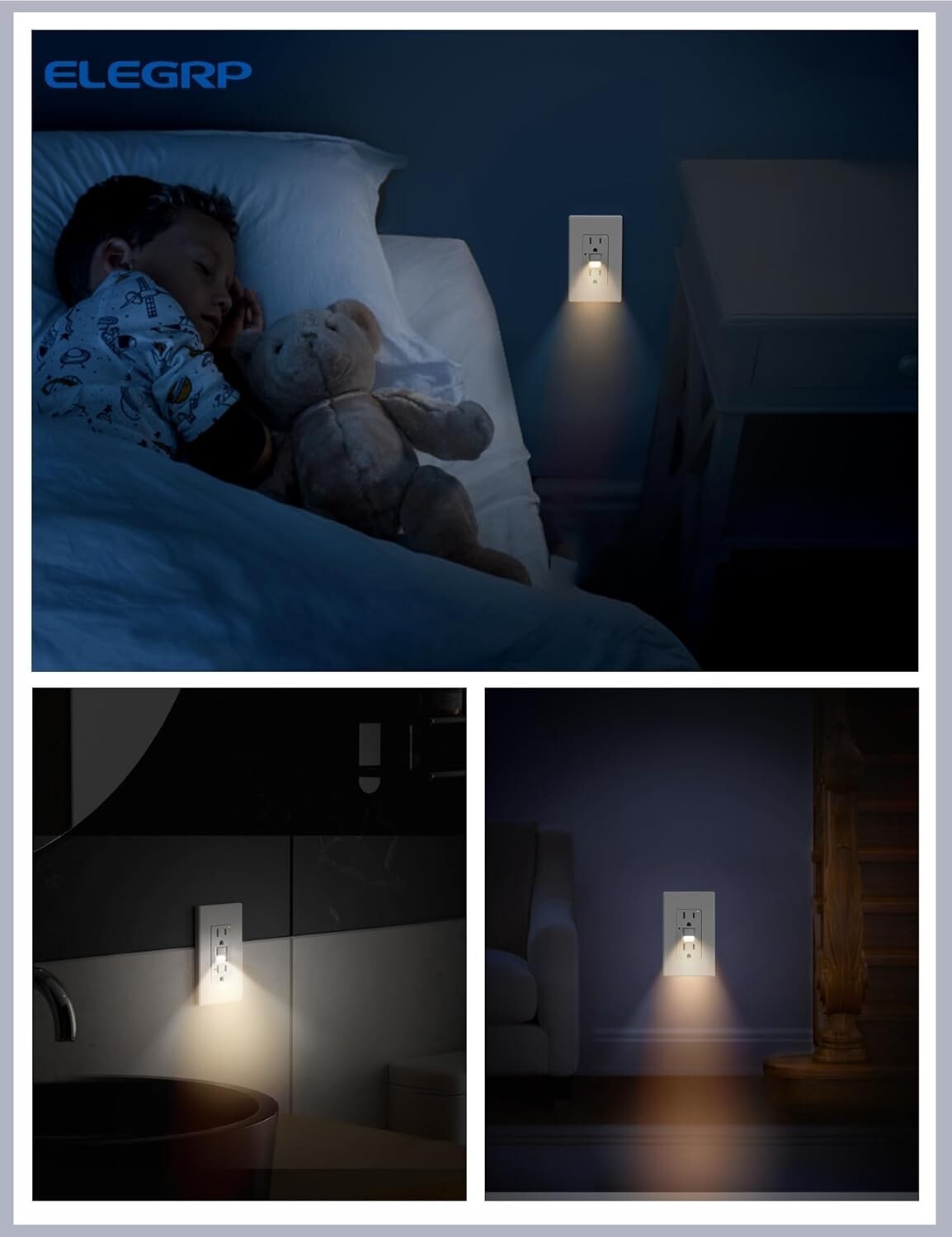 Enhanced Safety GFCI Receptacle with Nightlight - UL Certified, 15 Amp, 6 Pack