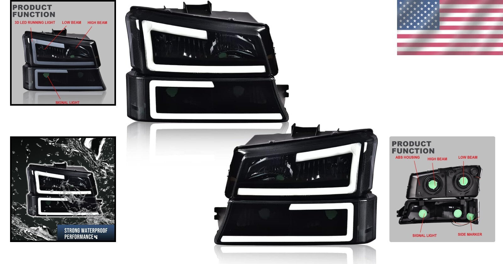 LED Headlights for 2003-2006 Chevy Silverado/Avalanche – Smoky Lens & Waterproof