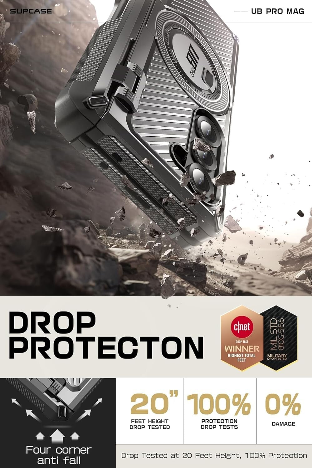 Shockproof Z Fold 6 Case with Built-in Ring Stand & Military Protection Features