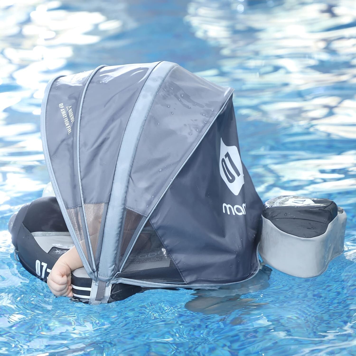 Adjustable Baby Swim Float with UPF Canopy - Perfect for Infants 3-48 Months