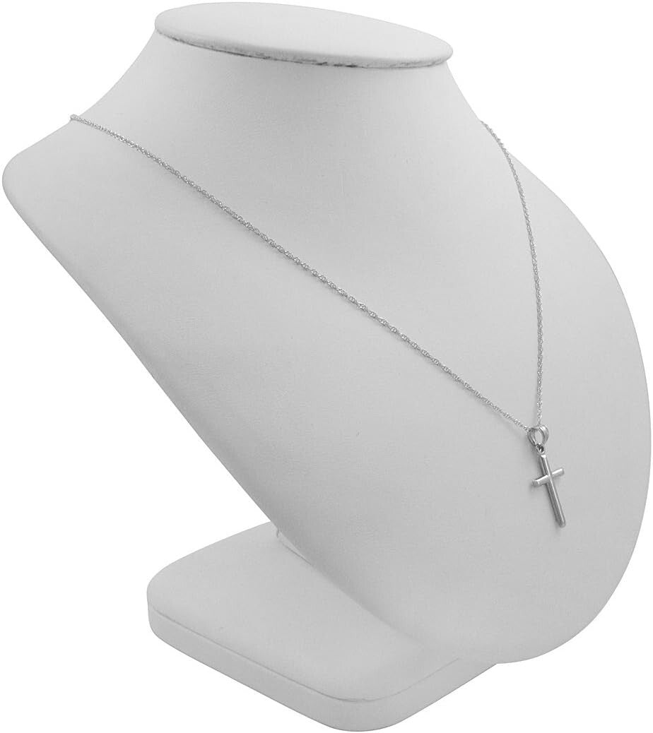 Versatile 14K White Gold Cross Pendant on Elegant Rope Chain – Women’s Jewelry