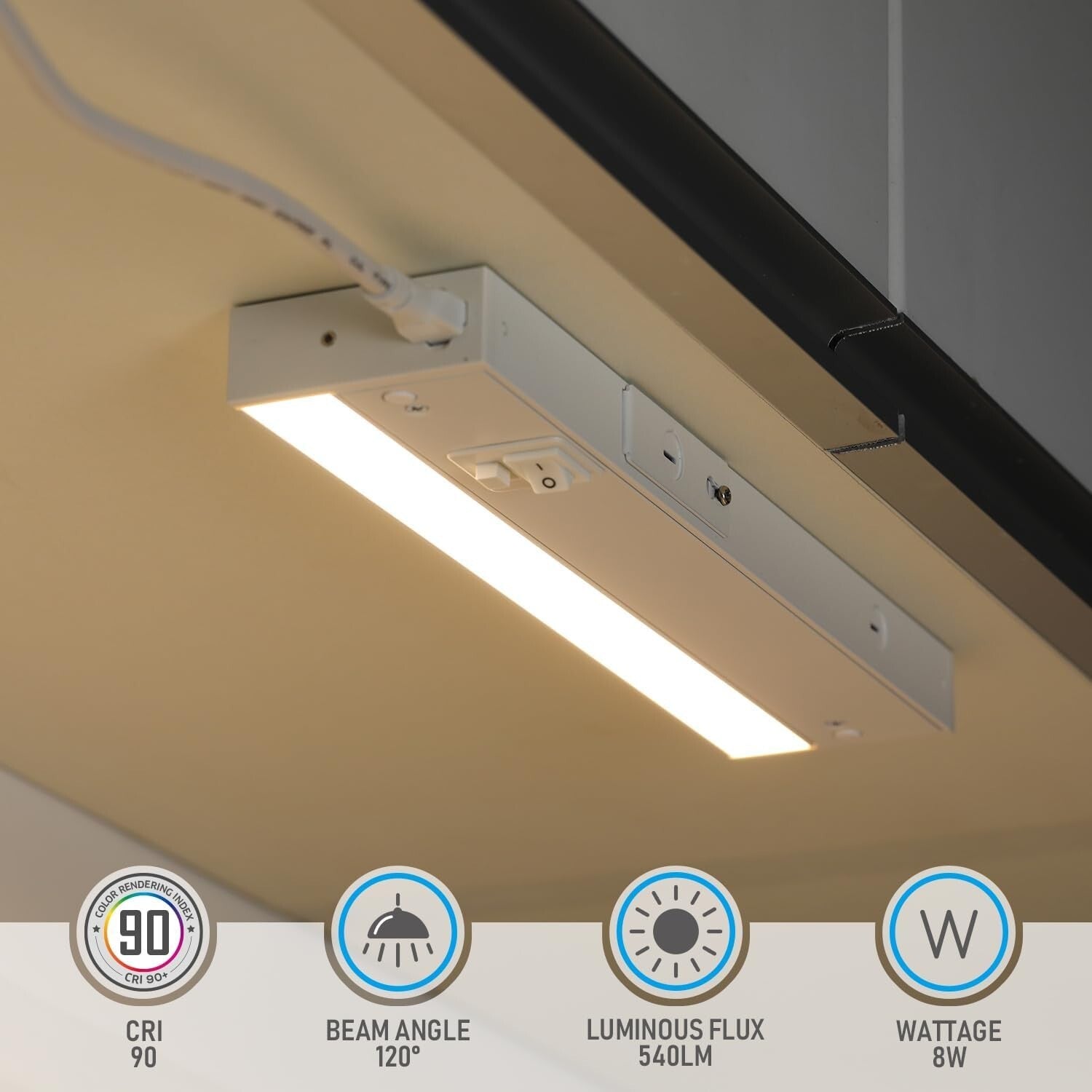 Stylish 4-Pack Under Cabinet LED Lights, 12 Inch, Hardwired & Plug-in Options