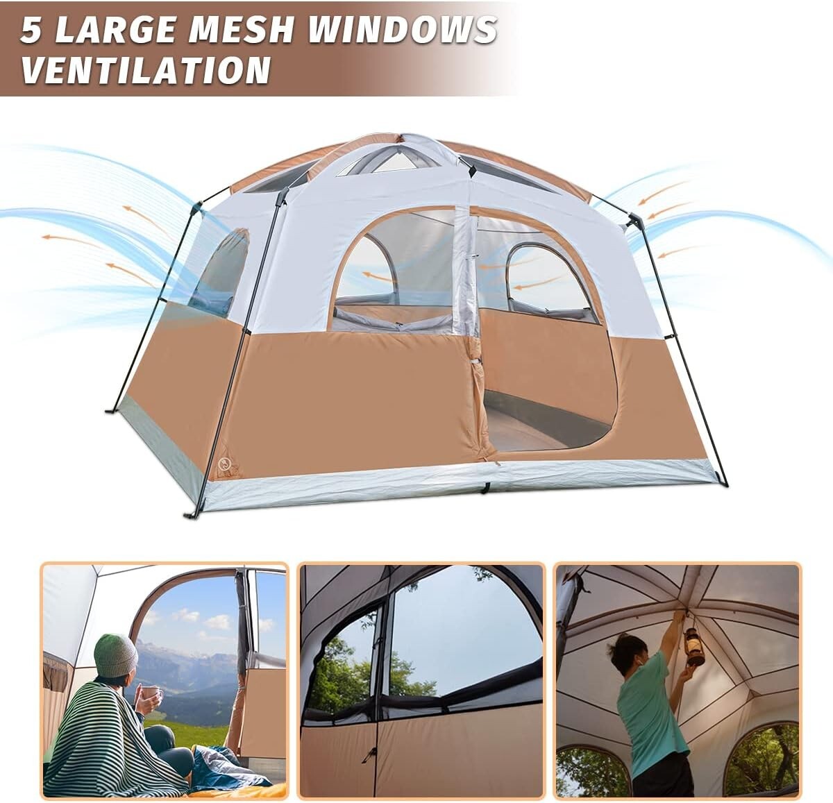 Double Layer Windproof & Waterproof Tent for 6 - Ideal for Family Adventures