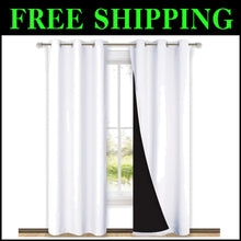 Load image into Gallery viewer, Pure White 84-Inch Blackout Curtains - Noise Reducing Thermal Drapes (2 Pack)