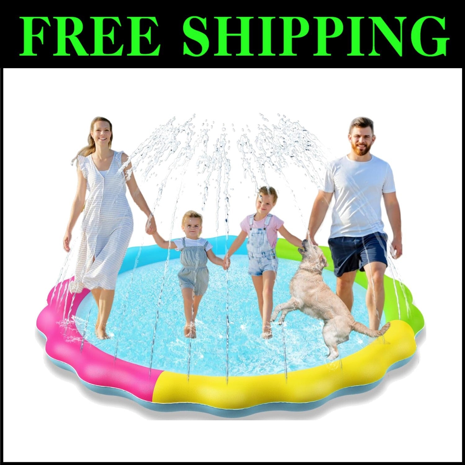 XXL Non-Slip Splash Pad Sprinkler for Kids & Pets - 87 Inch Fun Outdoor Mat